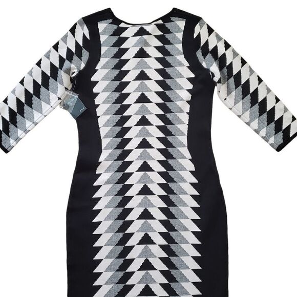 NWT Gabby Skye Black Alabaster 3/4 Sleeve Sheath Sweater Dress MEDIUM - Picture 5 of 16